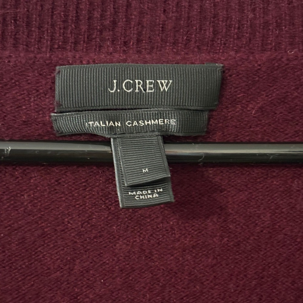 J.Crew Sweater Womens M Burgundy 100% Italian Cashmere V-Neck Pullover 29660 - Picture 4 of 9